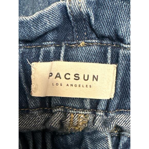 Pacsun Women's Blue High Waisted Elasitc Paperbag Mom Denim Jean Shorts Size 26 - Picture 4 of 5